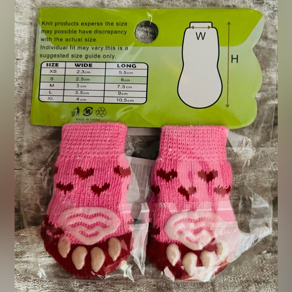 Pink & Red Dog & Cat Socks | Small | New | Nonslip
